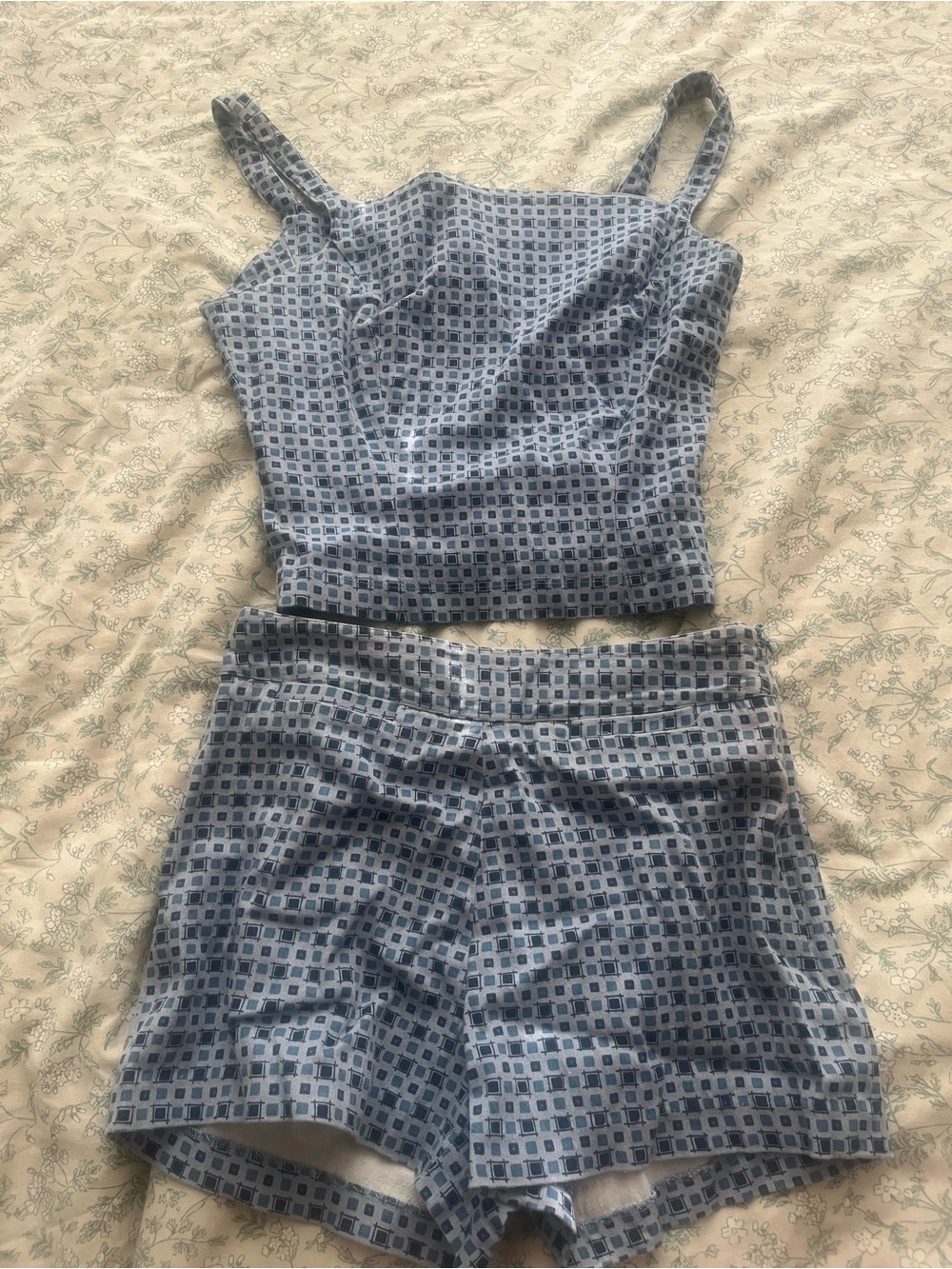 Vintage Guess Blue Patterned Two-Piece Set
